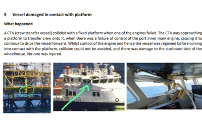 Vessel damaged in contact with platform