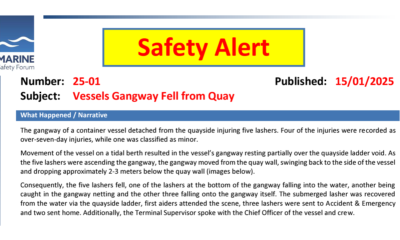 Vessels Gangway Fell from Quay