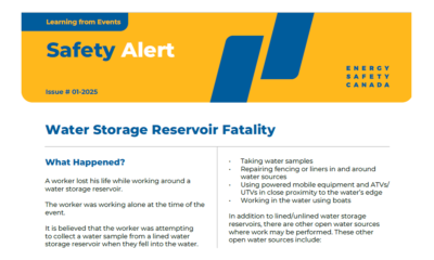 Water Storage Reservoir Fatality