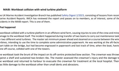 Workboat collision with wind turbine platform