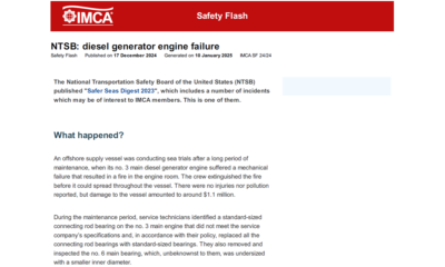 Diesel generator engine failure