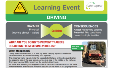 Trailer detached from moving vehicle