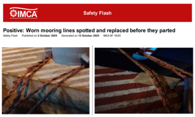 Worn mooring line