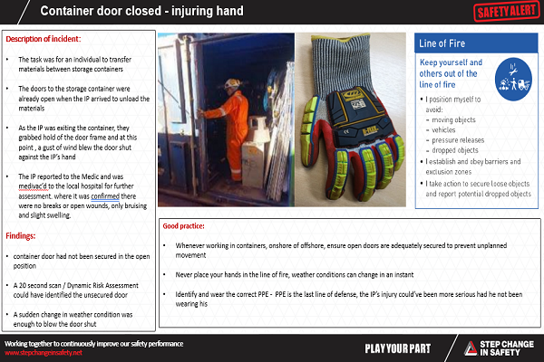 Container door hand injury image