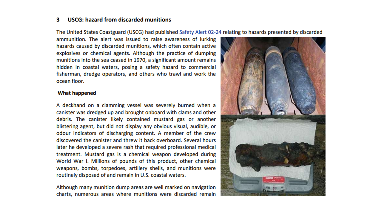 Hazard from discarded munitions