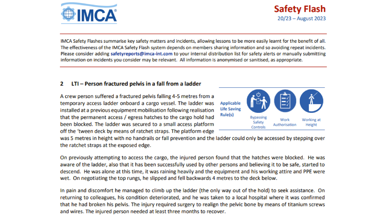 Person fractured pelvis in a fall from a ladder