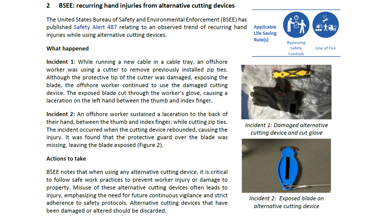 Recurring hand injuries from alternative cutting devices